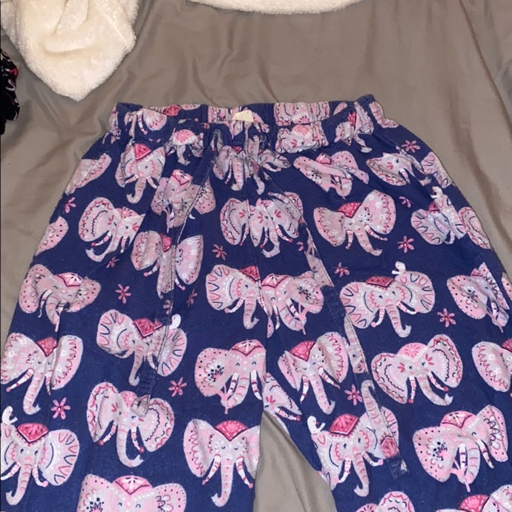 children’s pj pants with elephants. indigo.